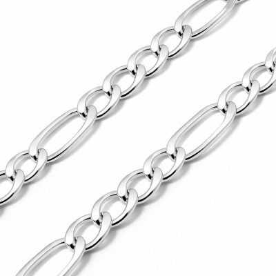 Chaine Argent maille Figaro - 6.2mm - 60cm