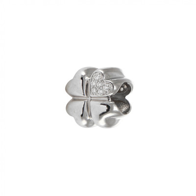 Charm argent rhodié trèfle à quatre feuilles