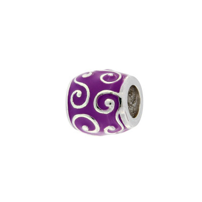 Charm Motif Ethnique en Argent 925 et Email Violet