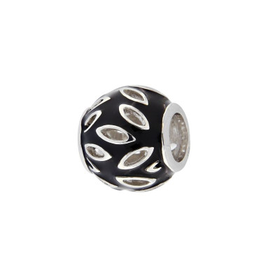 Charm Motifs Ajourés en Argent 925 et Email Noir