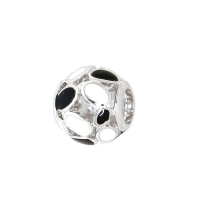 Charm Motifs Ovales en Argent 925 et Email blanc et noir
