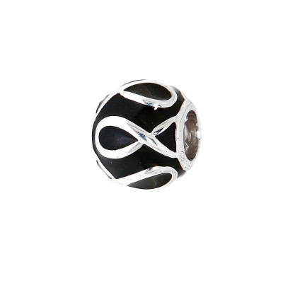 Charm signe infini en Argent 925 et Email noir