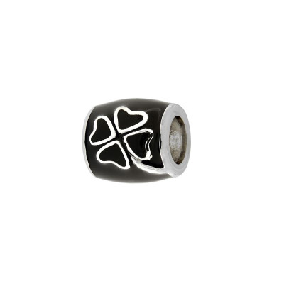 Charm Trefle à 4 Feuilles en Argent 925 Emaillé Noir