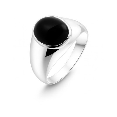 Chevalière Homme Argent 925 Onyx Ovale 12x10mm