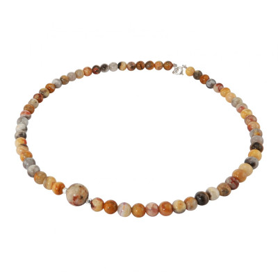 Collier Agate Crazy Lace 6-10mm et Argent
