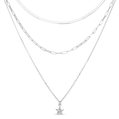 Collier Argent 925 3 rangs avec étoile