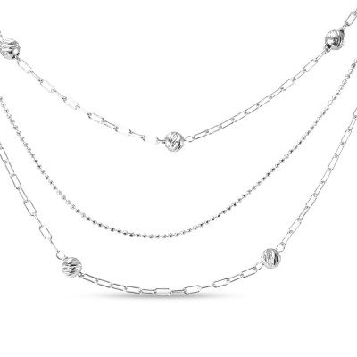Collier Argent 925 boules d'argent ciselées