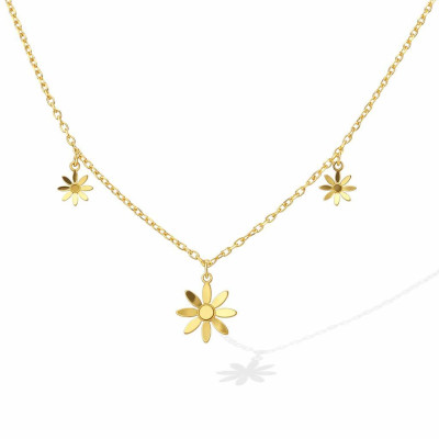 Collier Argent 925 doré 3 fleurs