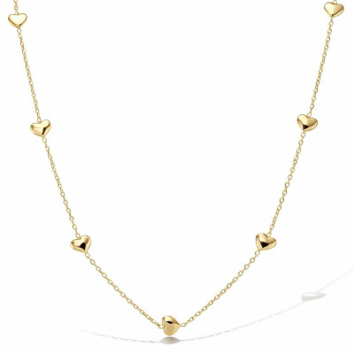 Collier Argent 925 doré 7 cœurs