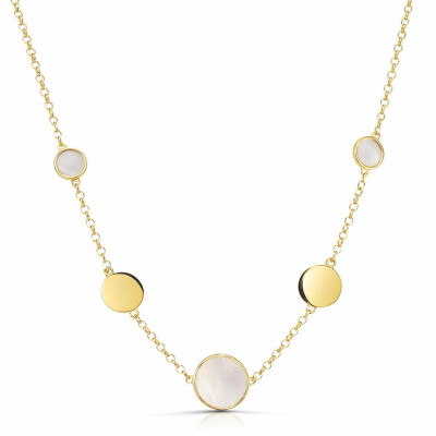 Collier Argent 925 doré Disques et nacre
