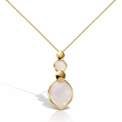 Collier Argent 925 doré Navette et nacre