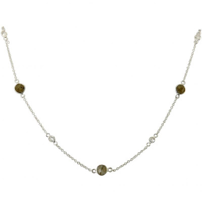 Collier Argent 925 Labradorite et Oxyde de zirconium