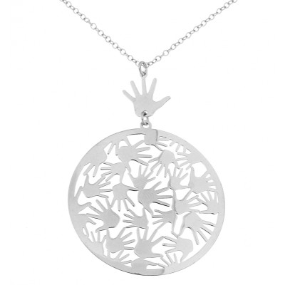 Collier Argent 925 Pendentif motif mains