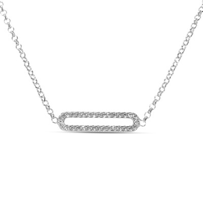 Collier Argent 925 rectangle serti d'oxydes de zirconium
