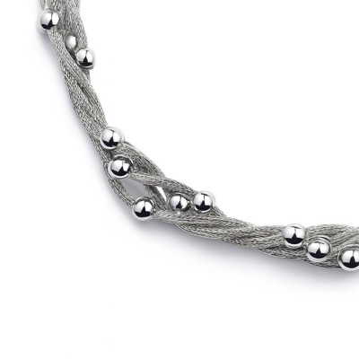 Collier Argent 925 Rhodié 4 rangs et boules