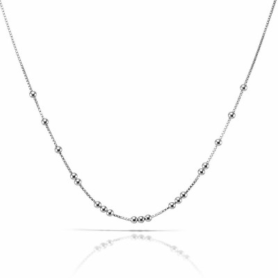 Collier Argent 925 rhodié boules d'argent 