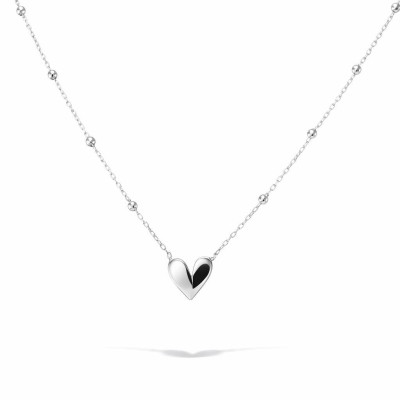 Collier Argent 925 rhodié Cœur
