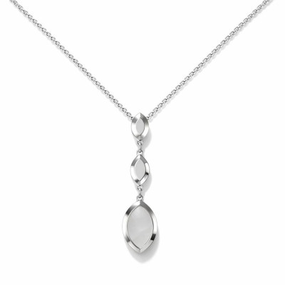 Collier Argent 925 rhodié Navette avec nacre