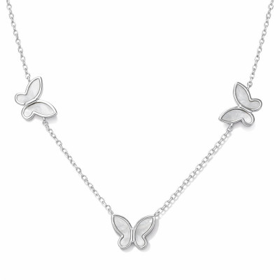Collier Argent 925 rhodié Papillons nacre