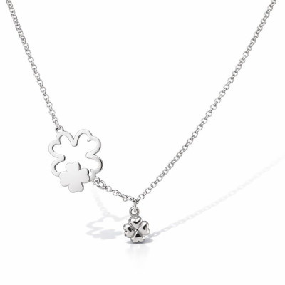 Collier Argent 925 rhodié treffle porte bonheur
