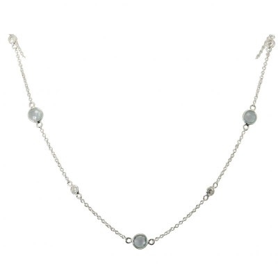 Collier Argent 925 Topaze Bleue traitée et Oxyde de zirconium
