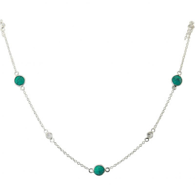 Collier Argent 925 Turquoise reconstituée et Oxyde de zirconium