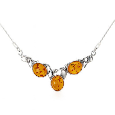 Collier Argent  Ambre 