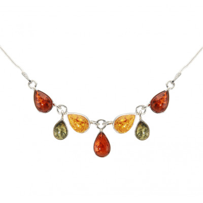 Collier Argent  Ambre 
