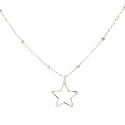 Collier argent boules et étoile