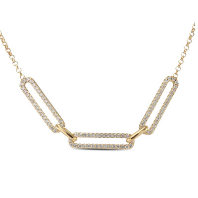 Collier Argent Doré 925 Rectangles sertis d'oxydes de zirconium
