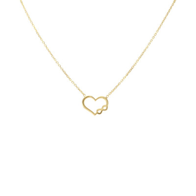 Collier Argent Doré Coeur avec Signe Infini