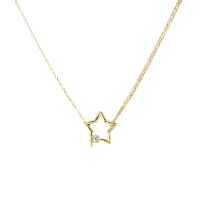 Collier Argent Doré Etoile avec Oxyde de zirconium