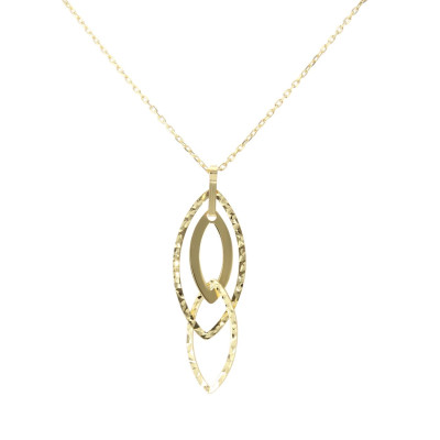 Collier Argent Doré Navettes Ciselées