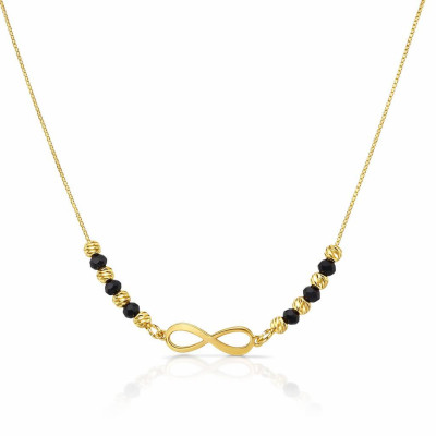 Collier Argent doré925 Infini et perles noires