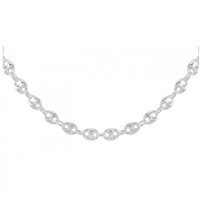 Collier Argent Grains de Café 8mm - 60cm