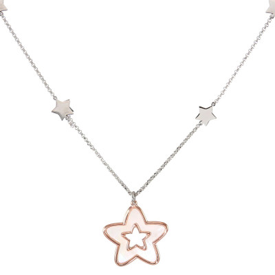 Collier argent rhodié 2 tons  étoile et nacre
