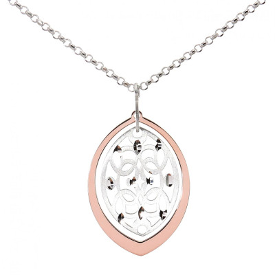 Collier argent rhodié 2 tons  navette