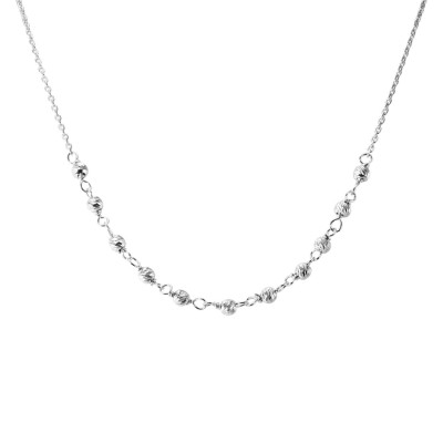 Collier Argent Rhodié Boules ciselées
