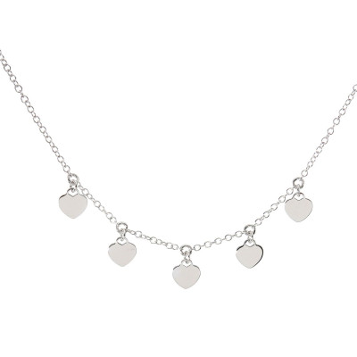 Collier argent rhodié breloques coeur