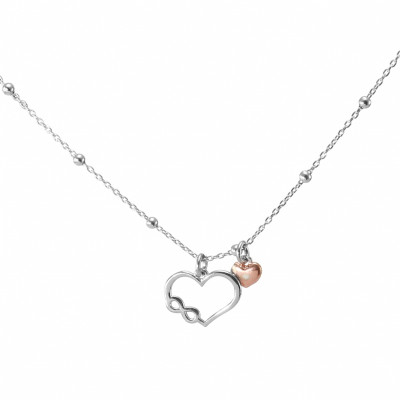 Collier argent rhodié coeur et infini