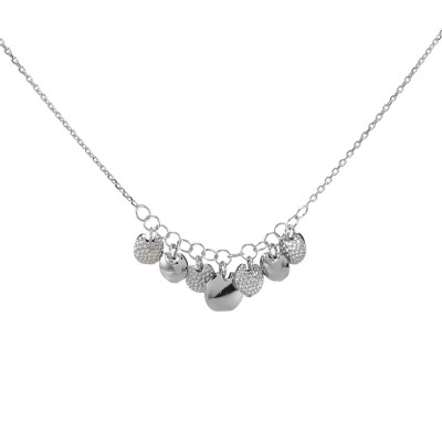 Collier argent rhodié et pendants