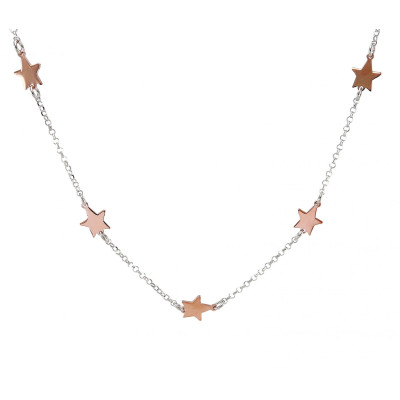 Collier argent rhodié étoiles 2 tons