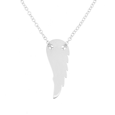 Collier Argent Rhodié Plume et Maille Jaseron