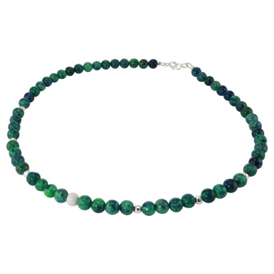 Collier Azurite 6mm et Argent