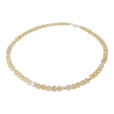 Collier Citrine 6mm et Argent