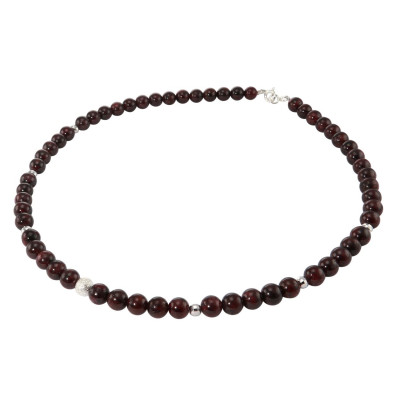 Collier Grenat 6mm et Argent