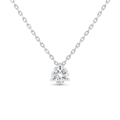 Collier Or Blanc 750 et Diamant 0.50 carat