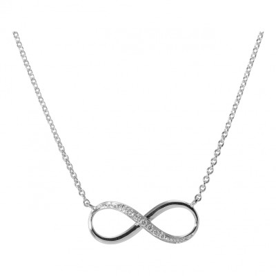 Collier Pendentif Signe Infini Or Blanc Diamant