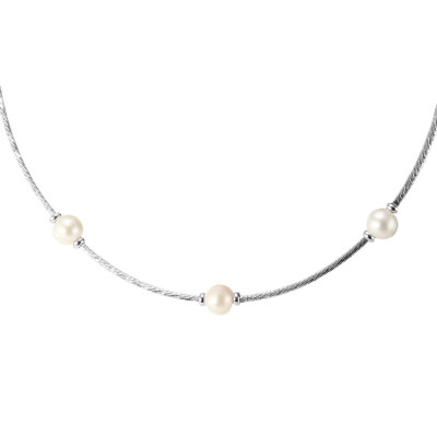 Collier Rigide Argent Rhodié Perles de culture