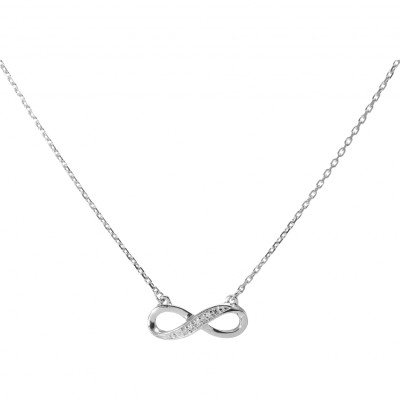 Collier signe infini en Or Blanc 750 et Diamant